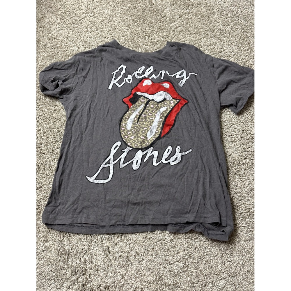The Rolling Stones Graphic T-Shirt XL Gray Leopard Tongue Logo Rock Band Tee